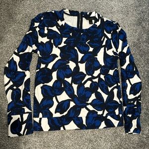 Black Blue Floral Sweater Banana Republic Small